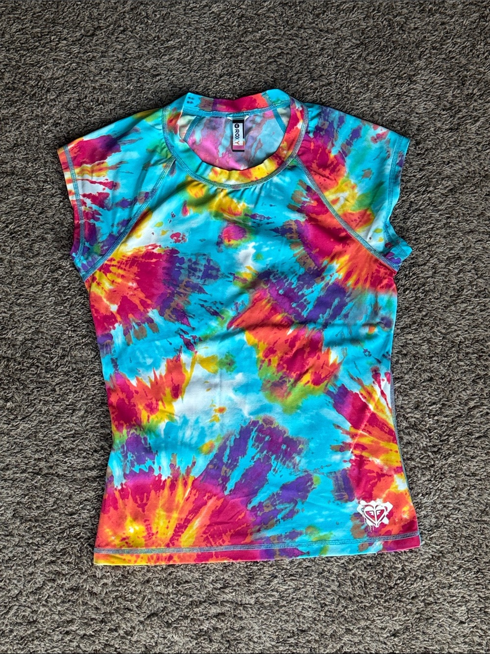 Roxy cap sleeve surf/sun top, Tie-Dye S/M, perfect 👌🏼